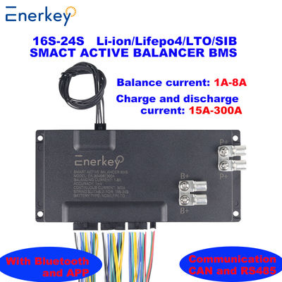 خرید حفاظت BMS Enerkey وسایل نقلیه الکتریکی BMS هوشمند 16S 17S 18S 19S 20S 21S 22S 23S 24S 100A 200A 300A با تعادل فعال 8A تولید آنلاین